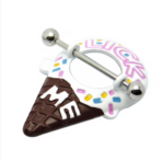 14G/24mm Internally Threaded F136 Titanium Straight Barbell "Lick Me" Ice Cream Cone Nipple Shields - Playful Body Jewelry - Image 2