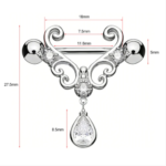 14g/18mm Internally Threaded F136 Titanium Straight Barbell Vintage Filigree Nipple Shield with Tear-Drop Dangle Jewelry - Image 2