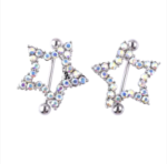 14G Internally Threaded F136 Titanium Straight Barbell Sparkling Star Nipple Shield Barbell - Iridescent Rhinestone Piercing Jewelry - Image 5