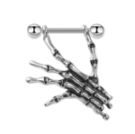 Skeleton Hand Nipple Shield Barbell (Pair) – Gothic 14G Titanium Bar Nipple Piercing Jewelry