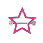 14G Internally Threaded F136 Titanium Straight Barbell Y2K Enamel Star Nipple Shield Piercing - Punk Aesthetic Body Jewelry