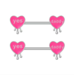 14G/16mm "Yes Daddy" Heart Drip Nipple Shield Barbell - Pink Y2K Body Jewelry - 图片 3