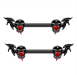 Gothic Bat Skull Nipple Shield Barbell – Red Eye Vampire Body Jewelry for Alternative Style - Image 3