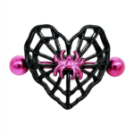 Gothic Heart Spider Web Nipple Shield - Pink Spider Alt Body Jewelry