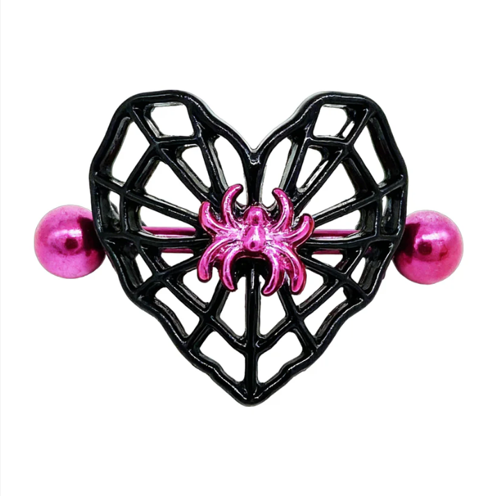 871b271ab259d517ff64917934ec51bf Gothic Heart Spider Web Nipple Shield - Pink Spider Alt Body Jewelry - Image 1