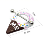 14G/24mm Internally Threaded F136 Titanium Straight Barbell "Lick Me" Ice Cream Cone Nipple Shields - Playful Body Jewelry - Image 3