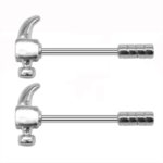 Unique Hammer Nipple Piercing Barbells - Industrial Tool Design (1 Pair)