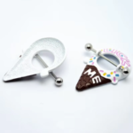 14G/24mm Internally Threaded F136 Titanium Straight Barbell "Lick Me" Ice Cream Cone Nipple Shields - Playful Body Jewelry - Image 5