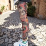 【A4】Flower-patterned tattoo stickers, waterproof, durable, long-lasting (3-5 days), suitable for men and women. Realistic design featuring dragons, peonies, and Japanese motifs.